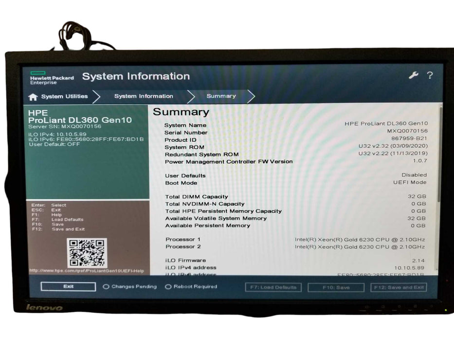 HPE ProLiant DL360 Gen10 2x Xeon Gold 6230, 32GB DDR4, P408i-a SR 10GB NICs