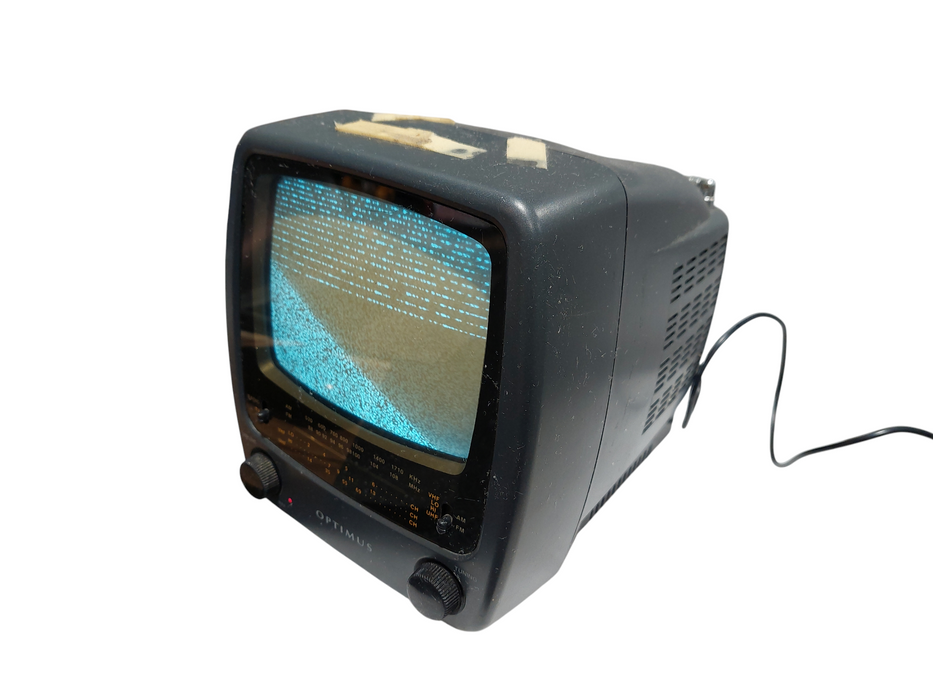 Optimus 5" Black & White Portable TV with AM/FM Radio  =