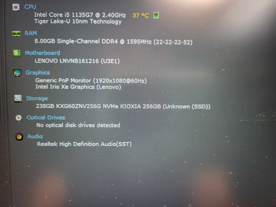 Lenovo ThinkBook 15 G2 ITL Core i5-1135G7@2.4GHz 8GB RAM 256GB SSD $ Lap200