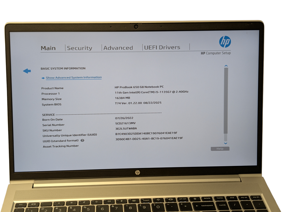 HP ProBook 650 G8 Intel Core i5-1135G7 16GB RAM 256GB NVMe SSD  - Lap200
