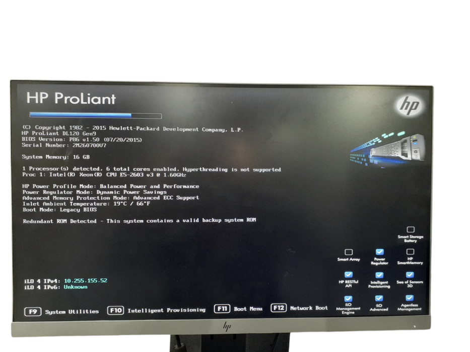HP PL D120 GEN9 8x2.5", Xeon E5-2603 1.60 Ghz, 16GB DDR4