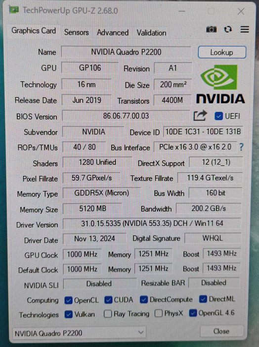 NVIDIA Quadro P2200 5GB GDDR5X Graphics Card | 4x DisplayPort )