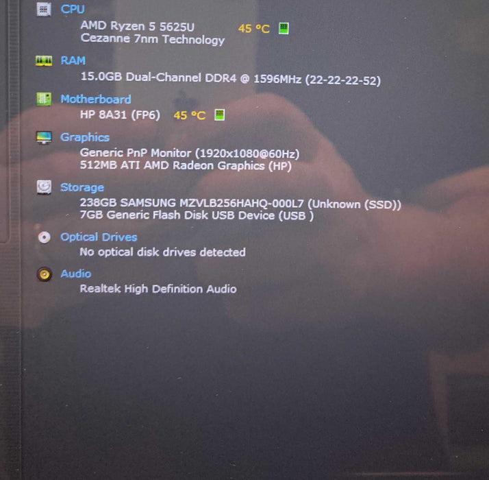HP ENVY x360 2-in-1 15 TOUCH AMD Ryzen 5 5625U !6GB RAM 256GB SSD READ  Lap200