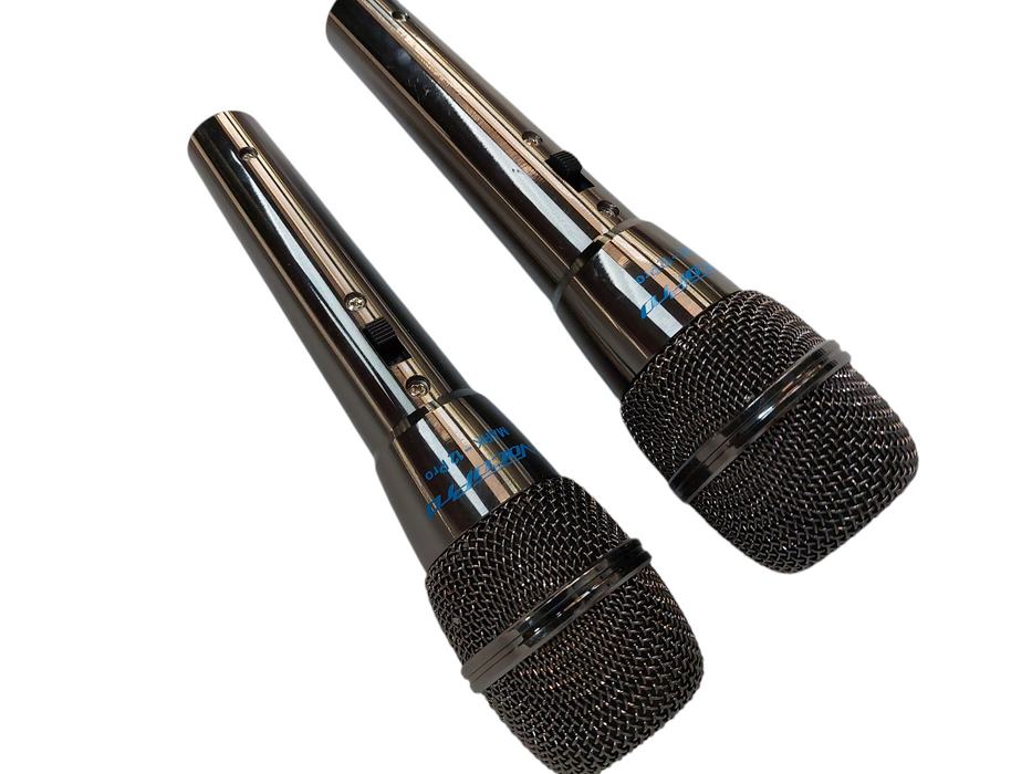 Pair of 2 Chrome Voco Pro Mark-12 Pro Dynamic Microphones  =