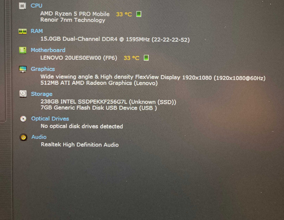 Lenovo ThinkPad T14 Gen 1 AMD Ryzen 5 PRO 4650U@2.10GHz 16GB RAM 256GB SSD  Lap200