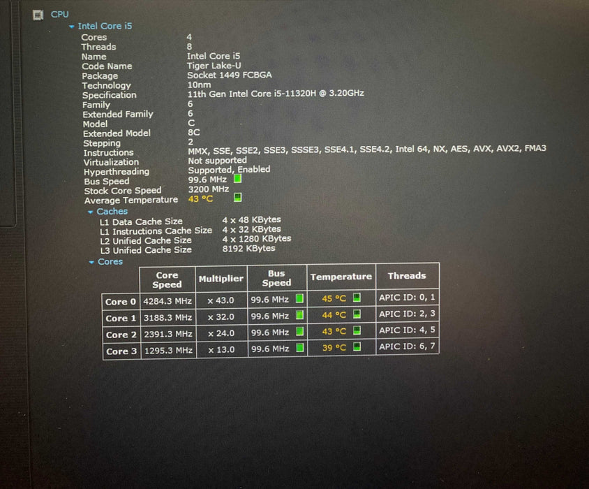 Dell Vostro 15 5510 Core i5-11320H@3.20GHz 16GB RAM 256GB SSD  Lap200