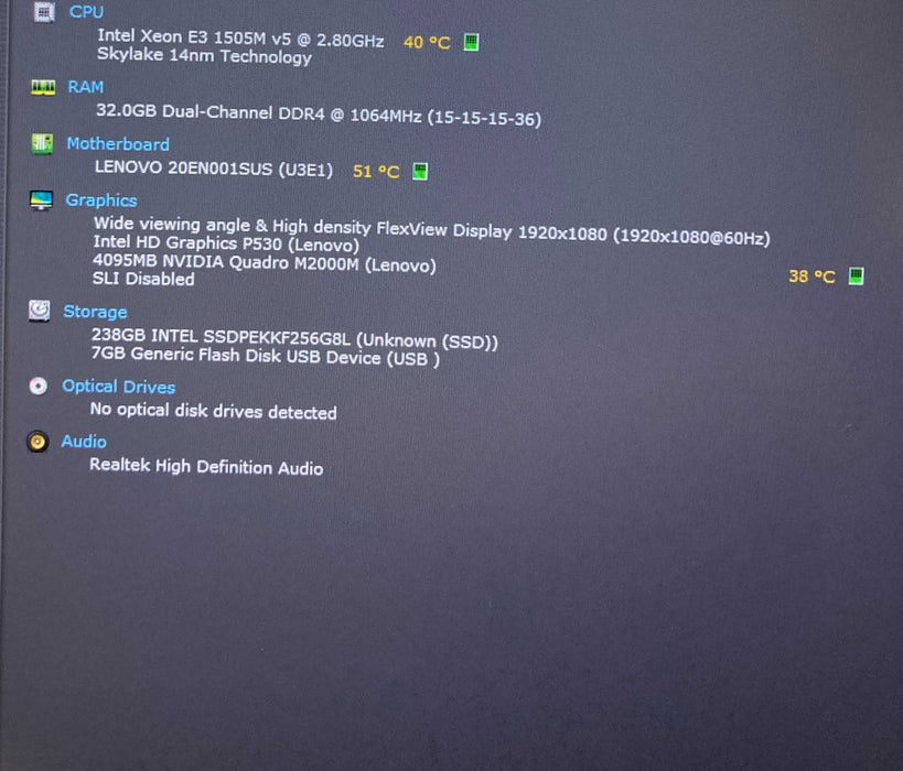 Lenovo ThinkPad P50 XEON E3-1505M v5  QUADRO M2000M 4GB GPU 32GB RAM 256SSD  Lap200