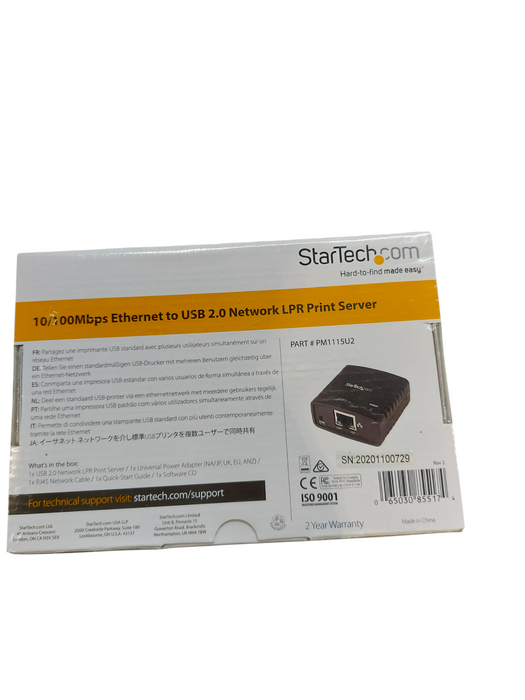 Startech 10/100Mbps Ethernet to USB 2.0 Network LPR Print Server (PM1115U2)