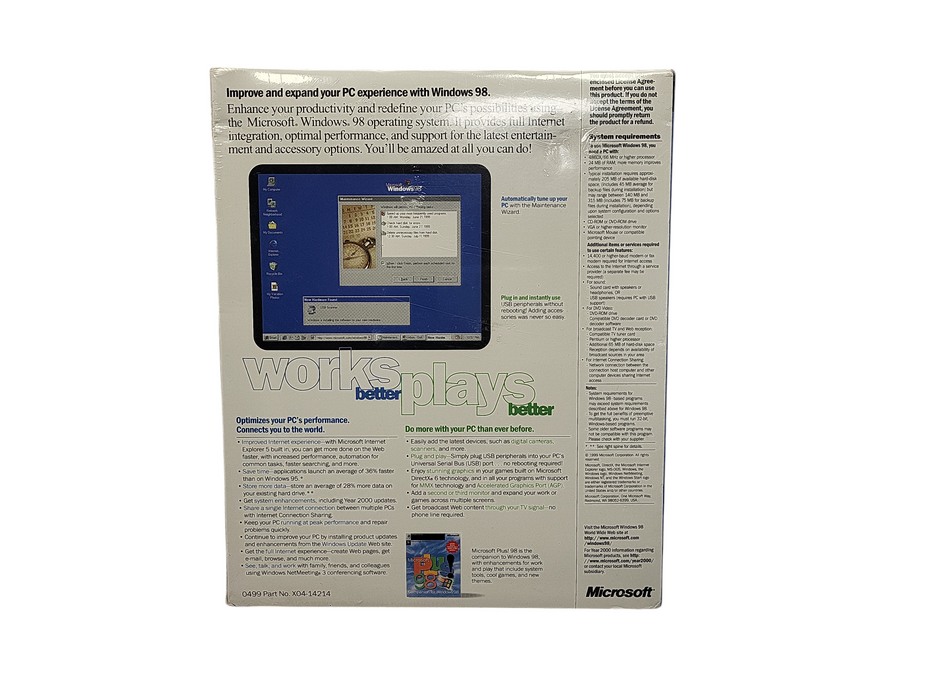 Microsoft Windows 98 OS Upgrade - New In Factory Sealed Box W/COA $