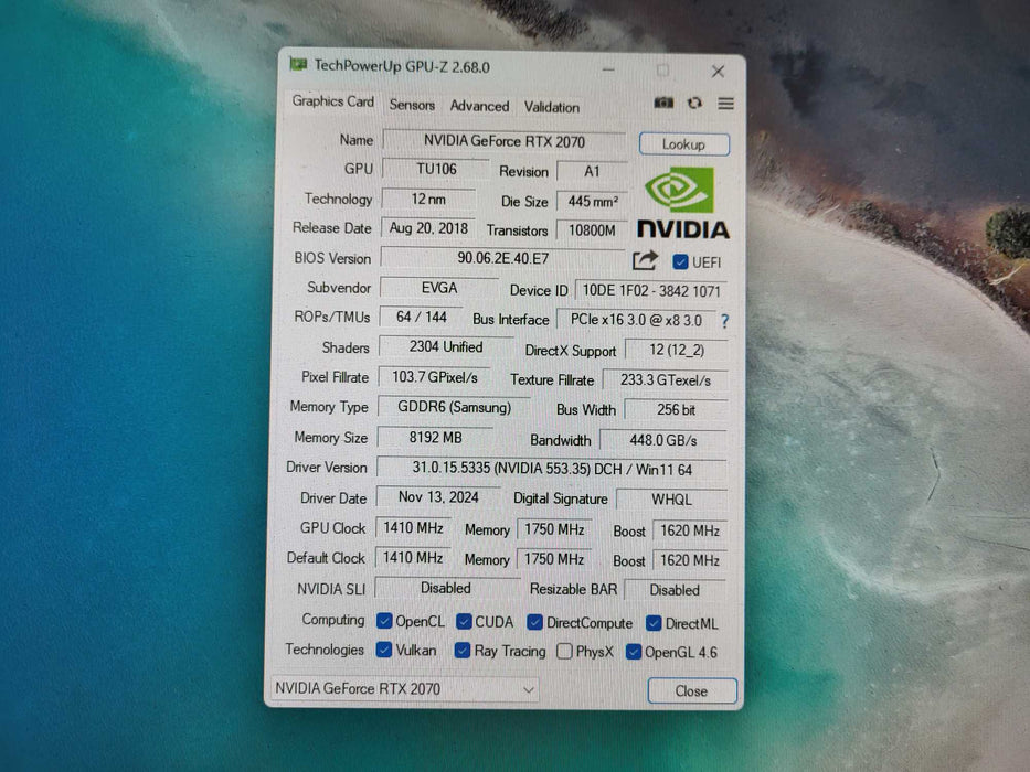 EVGA GeForce RTX 2070 8GB GPU (08G-P4-1071-KR) Graphics Card $