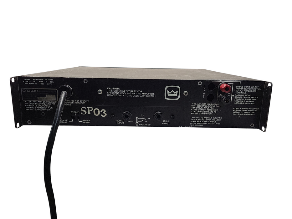 Crown Micro-Tech 2400 2 Channel High Power Stereo Power Amplifier READ $