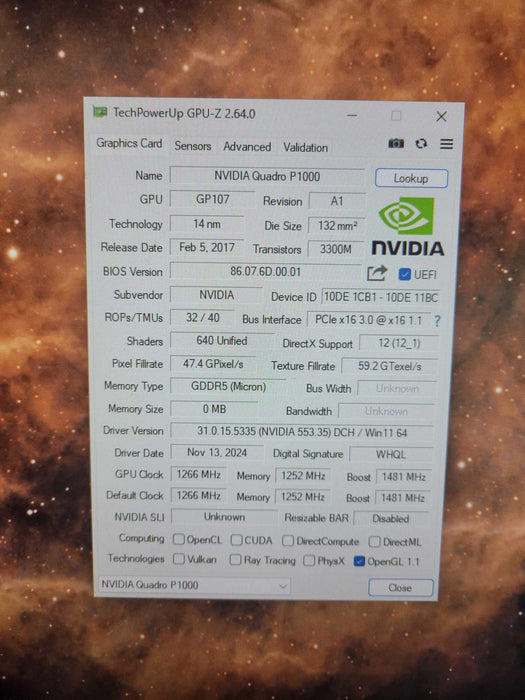 NVIDIA Quadro P1000 4GB DDR5 Graphics Card !