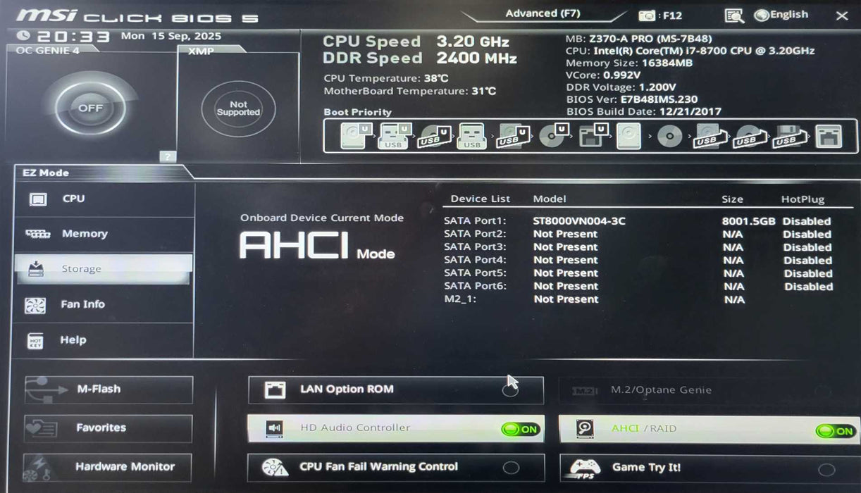 Custom/MSI PC, Core I7-8700 3.20GHz, 16GB DDR4, 8TB HDD, 650W PSU _