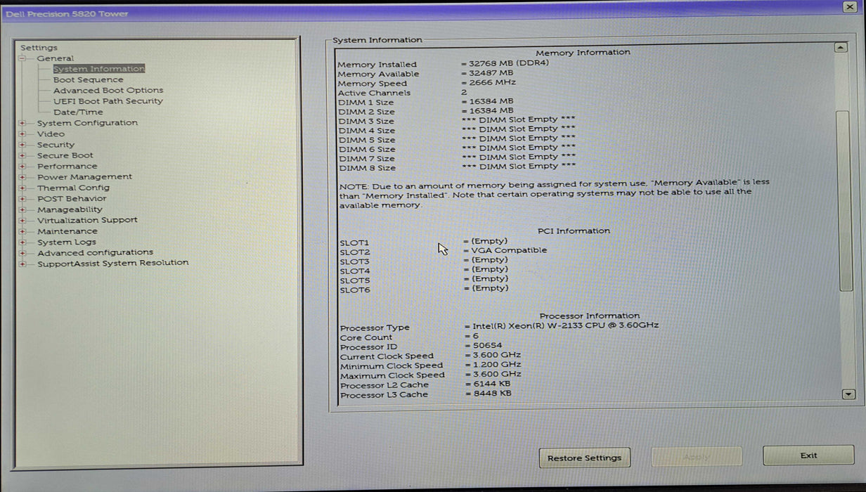 Dell Precision 5820 Tower | Xeon W-2133 @3.60GHz, 32GB DDR4, No HDD/GPU )