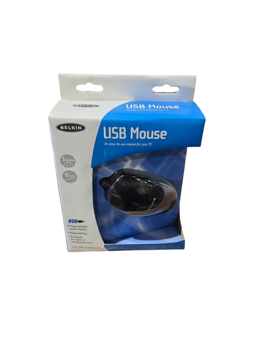 Belkin USB Mouse | 3 Buttons |  6' Cord | F8E813-BKL-USB | SEALED Q