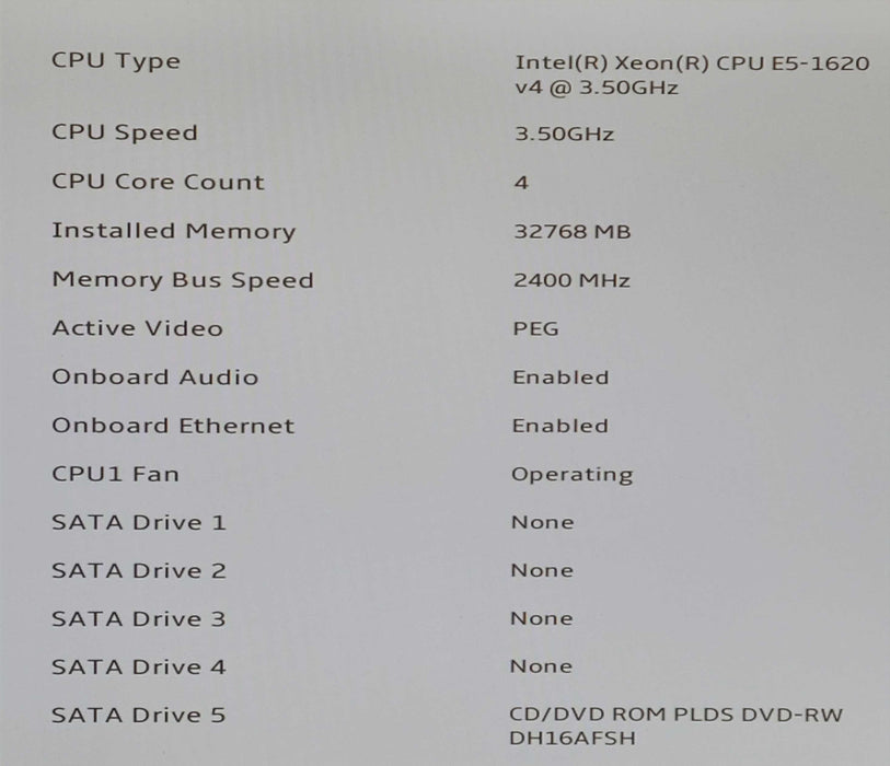 Lenovo ThinkStation P510 - Xeon E5-1620 v4 @ 3.5GHz, 32GB DDR4, GTX 750 Ti