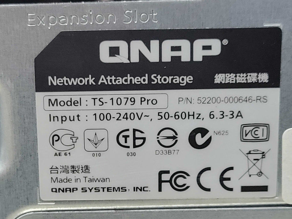 QNAP TS-1079 Pro 10-Bay Enterprise-Grade Storage NAS No HDD/Caddies, READ _
