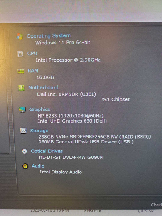 Dell Vostro 3888 Desktop | Intel i5-10400 | 16GB RAM | 256GB SSD