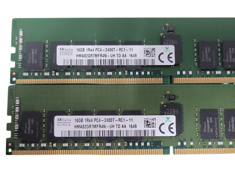 Lot of 2x SKHynix 16GB 1Rx4 PC4-2400T-R DDR4 Server RAMs _