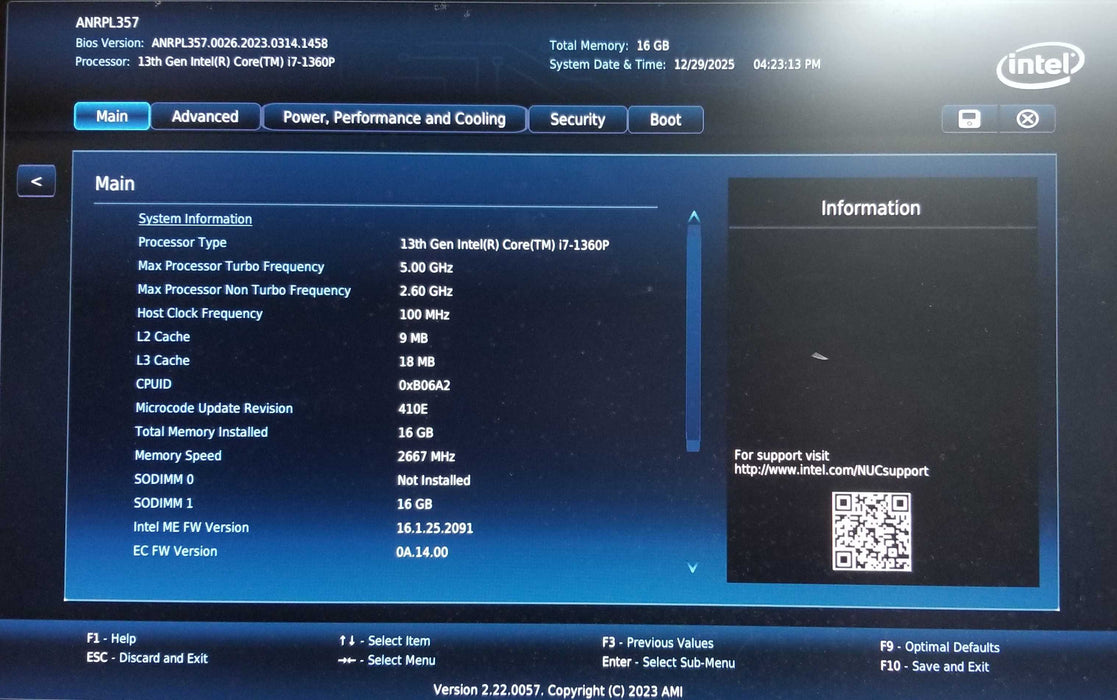 Intel NUC13ANJi7000 13th Gen Core i7-1360P 16GB - 250GB NVMe