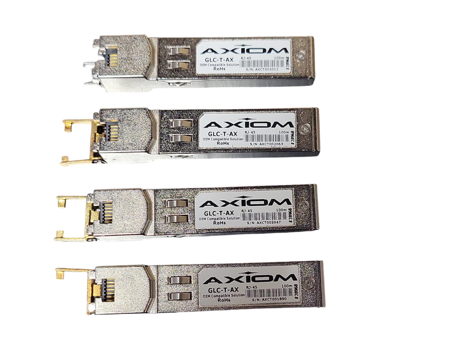 Lot of 4x Axiom GLC-T-AX SFP (mini-GBIC) transceiver modules, READ _