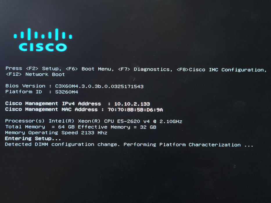 Cisco UCS S3260 60x 3.5" Bay Storage Server 1x UCS-C3K-M4SRB 64GB DDR4 SEE _