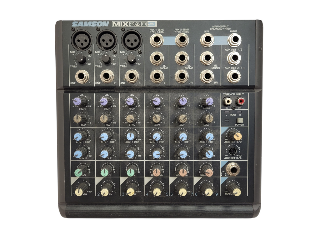 Samson MixPad9 Professional DJ Compact Music 9-Channel Mixer No AC
