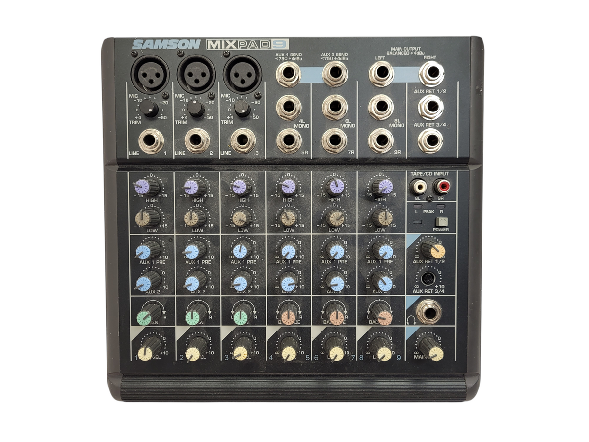 Samson MixPad9 Professional DJ Compact Music 9-Channel Mixer No AC