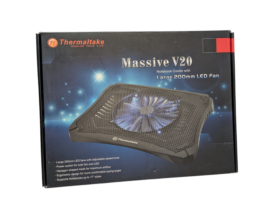 Thermaltake Massive V20 Notebook Cooler with large 200mm LED Fan Like New  -