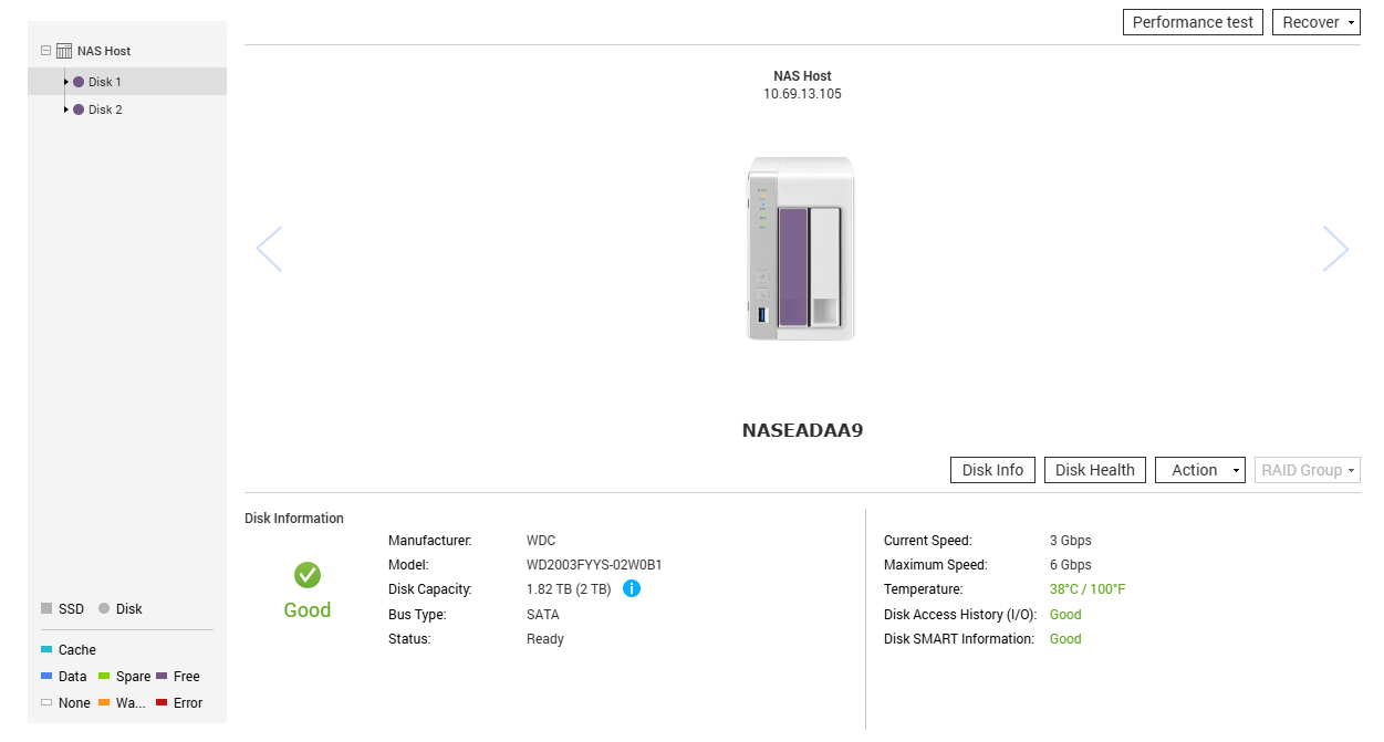 QNAP TS-231 2 Bay NAS with 2x 2TB HDDs, No Power adapter