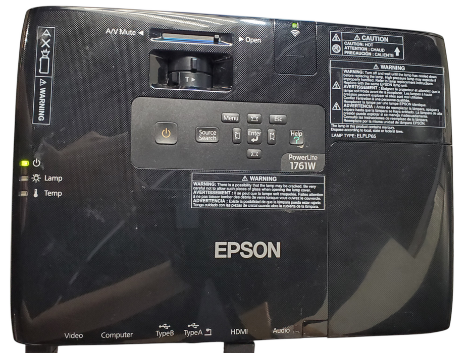 Epson PowerLite 1761W Projector WITH ELPLP65 NO Remote & Cable Tested