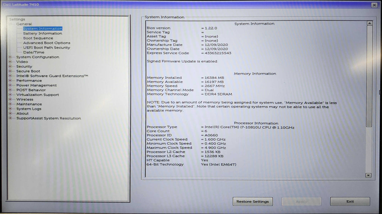 Dell Latitude 7410 i7-10810U, 16GB DDR4, 256GB NVMe, No AC Adapter  Lap200