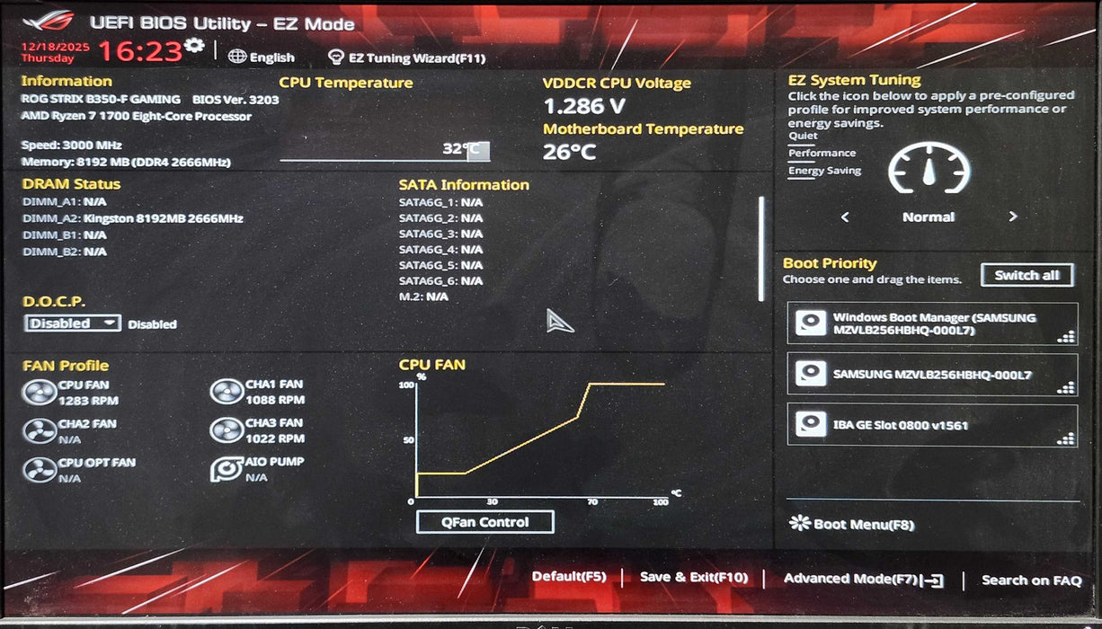 Custom PC, STRIX B350-F GAMING, Ryzen 7 1700, 8GB DDR4, 256GB NVMe, GTX1060