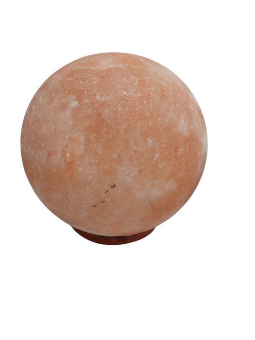 Sphere Salt Rock Stone Light - Wooden Base , Cable Cut  =