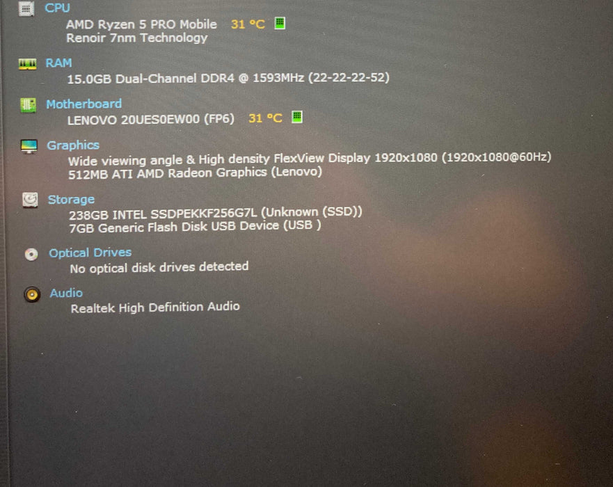 Lenovo ThinkPad T14 Gen 1 AMD Ryzen 5 PRO 4650U@2.10GHz 16GB RAM 256GB SSD  Lap200