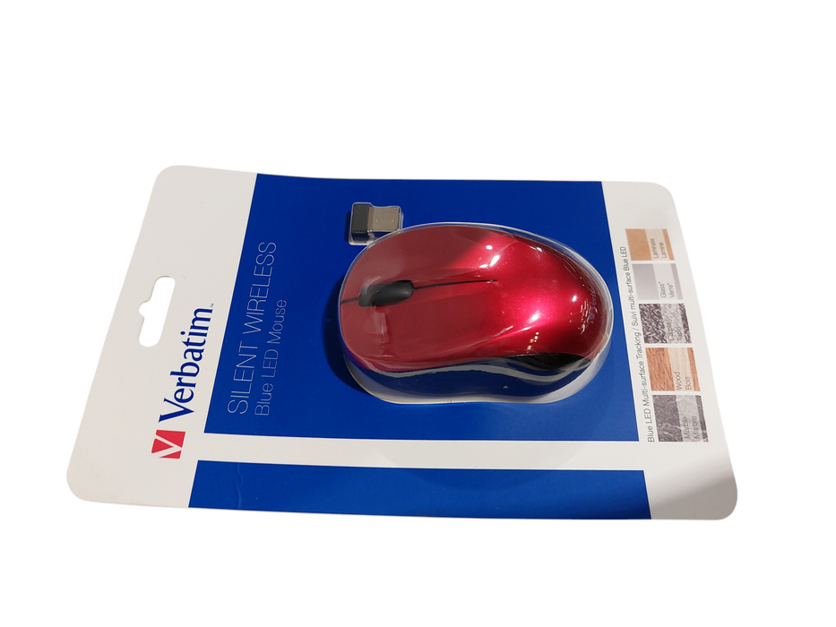Verbatim Silent Wireless Blue LED Mouse Red Shine ( New ) =