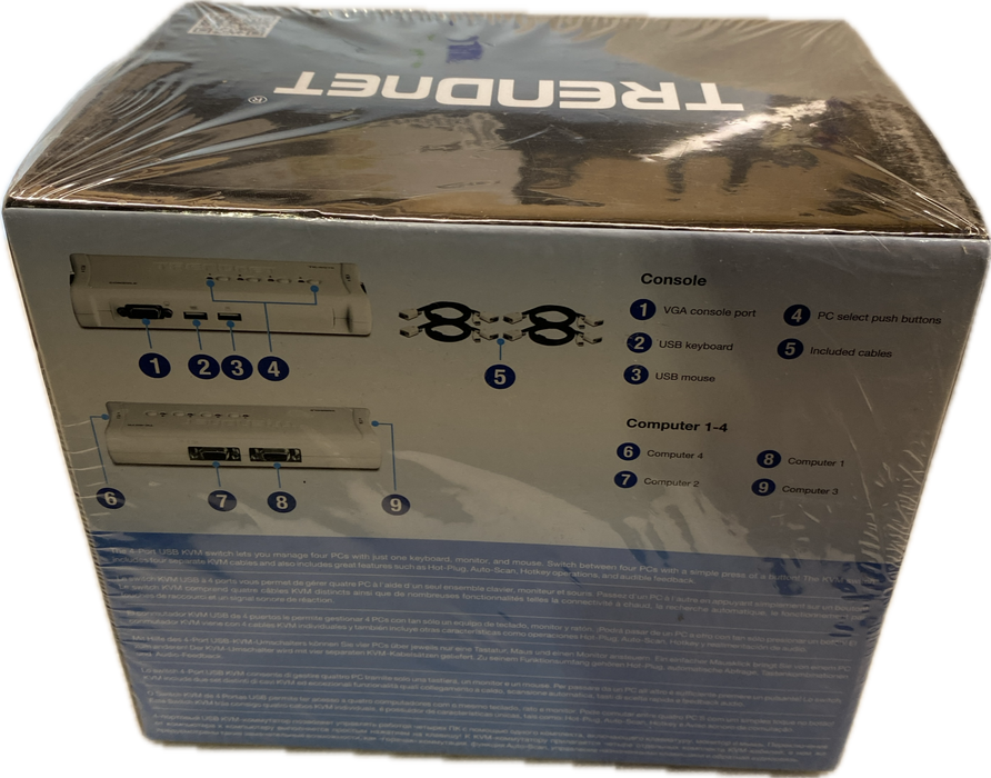 TRENDNET 4-Port KVM Switch Kit TK-407K Brand-New And Sealed