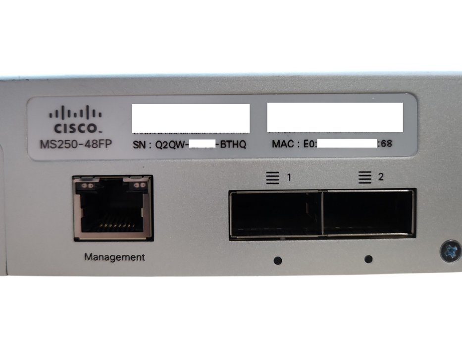 Cisco Meraki MS250-48FP-HW 48-Port PoE Gigabit Switch 2x PSU, Unclaimed