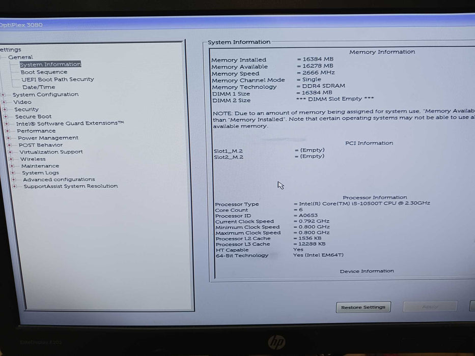 Dell Optiplex 3080 Micro USFF PC Intel i5-10500T 2.3Ghz 16GB DDR4 No HDD Q