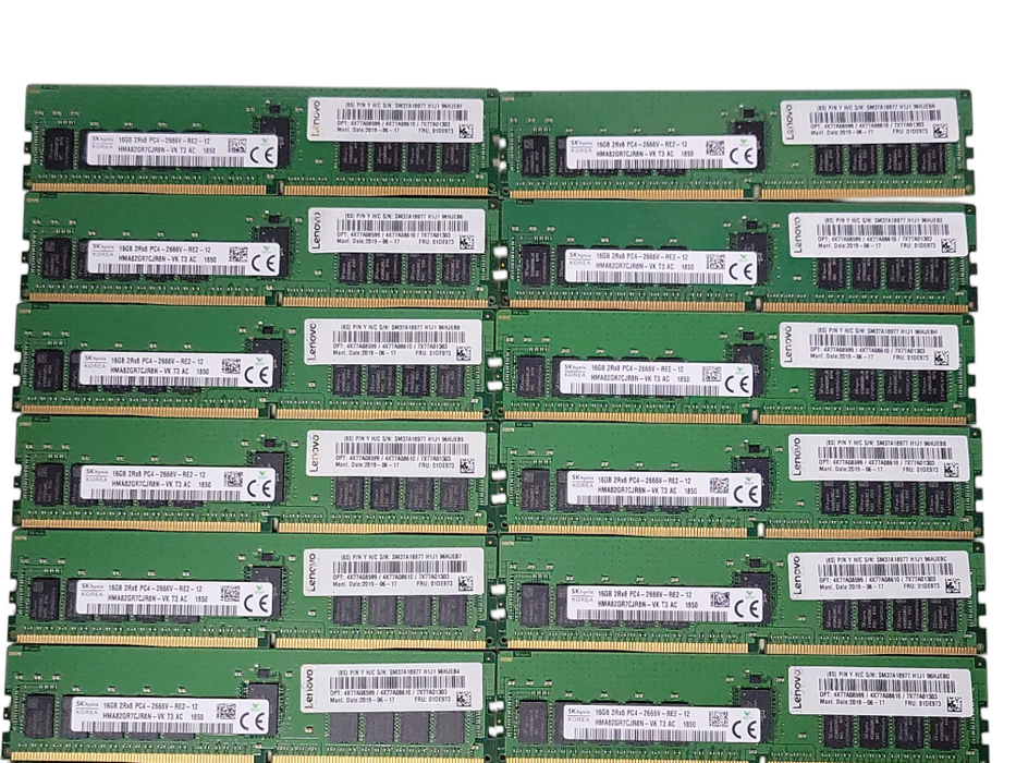 Lot of 16x SKhynix 16GB 2Rx8 PC4-2666V-RE2 DDR4 Server RAMs _