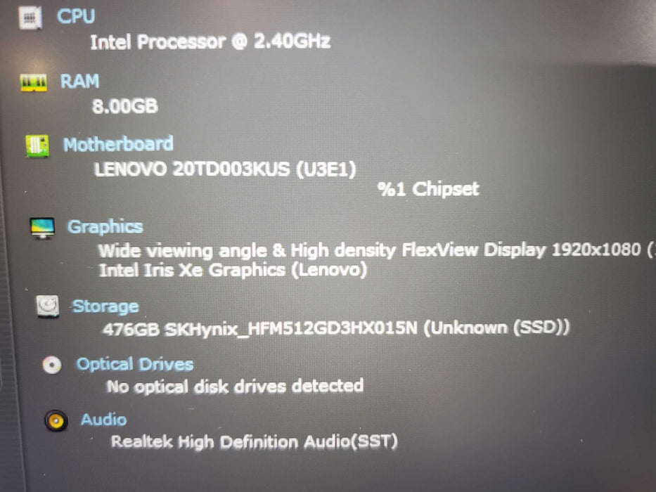 Lenovo ThinkPad E15 Gen 2 15.6" i5 11th I5-1135G7 512GB nVME 8GB RAM  Lap200