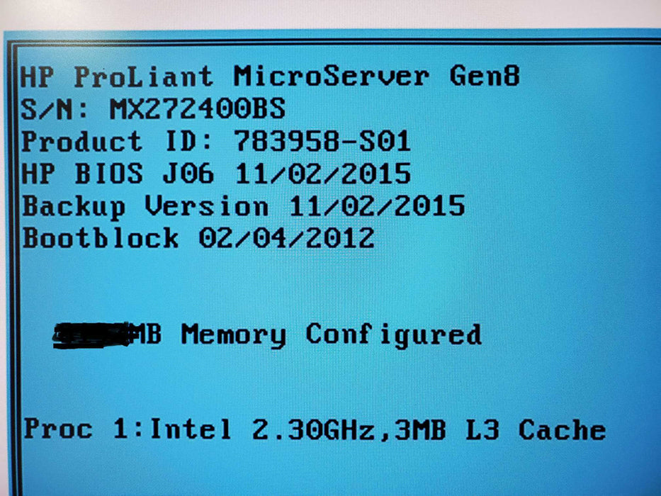 HPE ProLiant MicroServer Gen8 Xeon E3-1220L V2 @2.30GHz READ