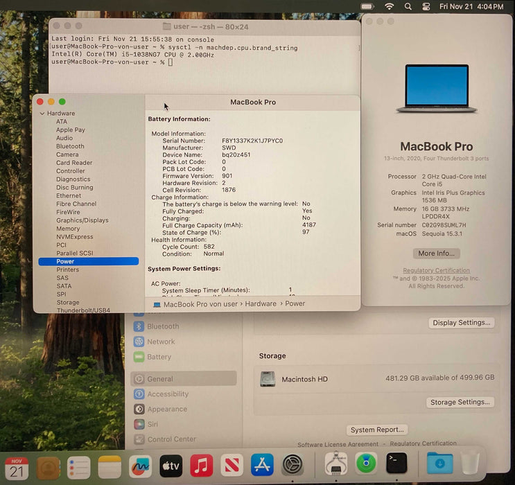 Apple MacBook Pro 13" 2020 i5-1038NG7 16GB RAM 512GB SSD No Power Adapter