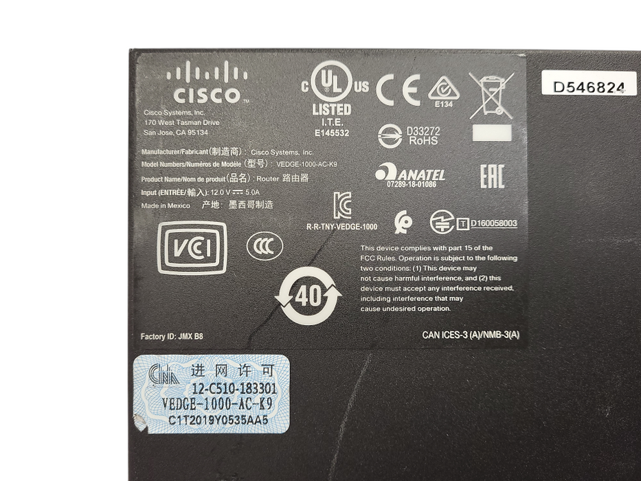 Cisco vEdge 1000 Router (VEDGE-1000-AC-K9) Q$