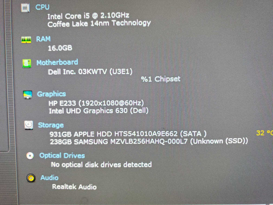 Dell OptiPlex 3060 USFF PC Core i5-8500T 16GB RAM 256GB NVME 1TB HDD WIFI