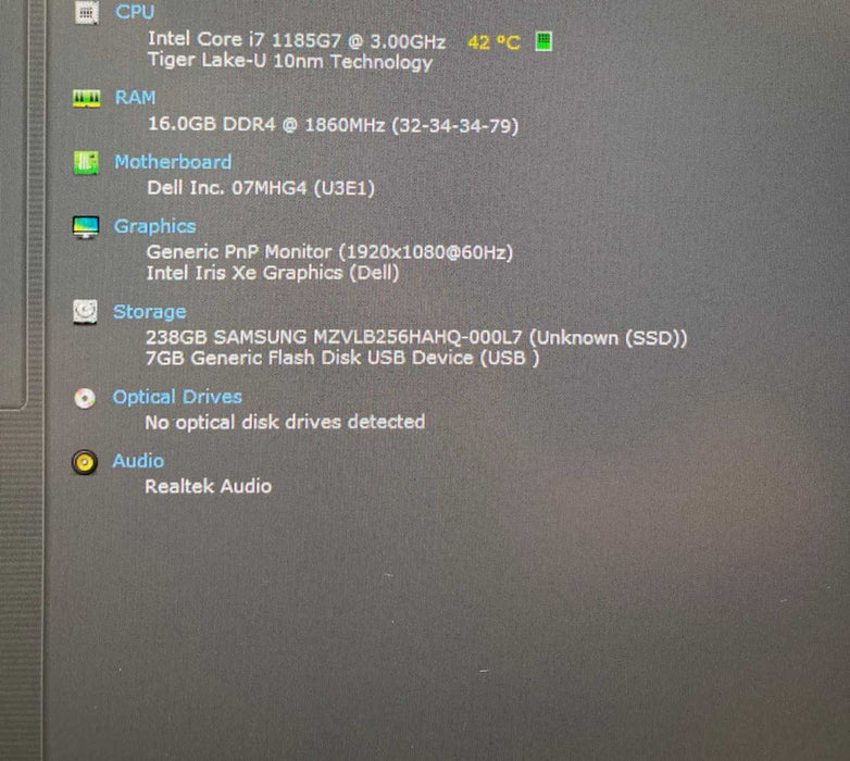 Dell Latitude 7420| i7-1185G7|16GB RAM|256GB SSD|READ  Lap200