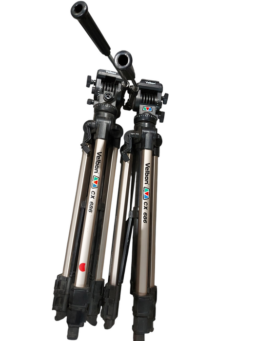 LOT 2x Velbon Videomate 607 Tripod With Vel-Flo 9 PH-368 Fluid Panhead Head