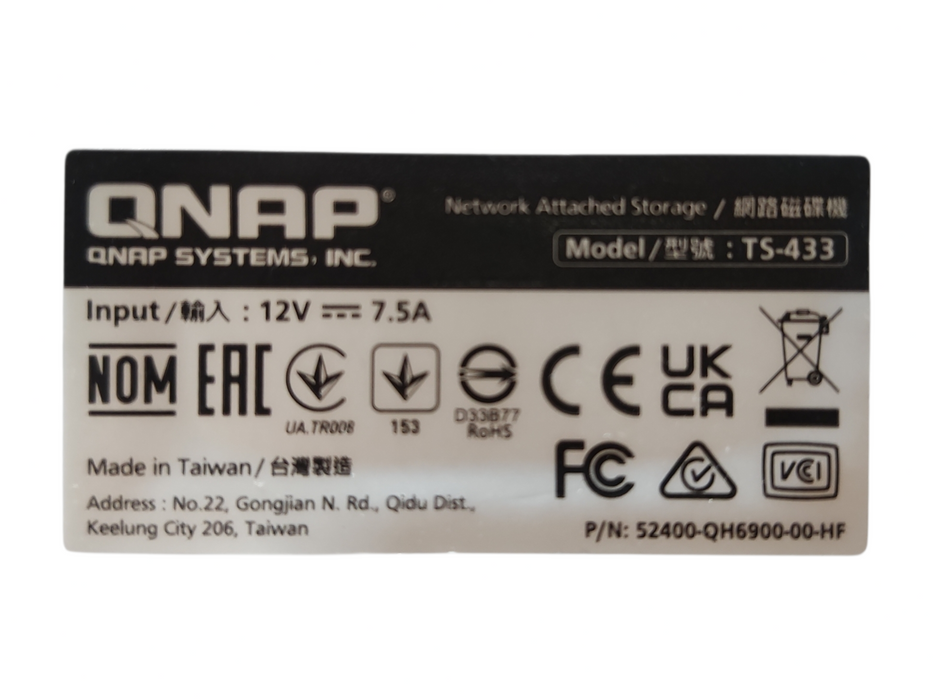 QNAP TS-433 4 Bay 4G RAM NAS w/ 4x 10TB HDDs & AC Adapter