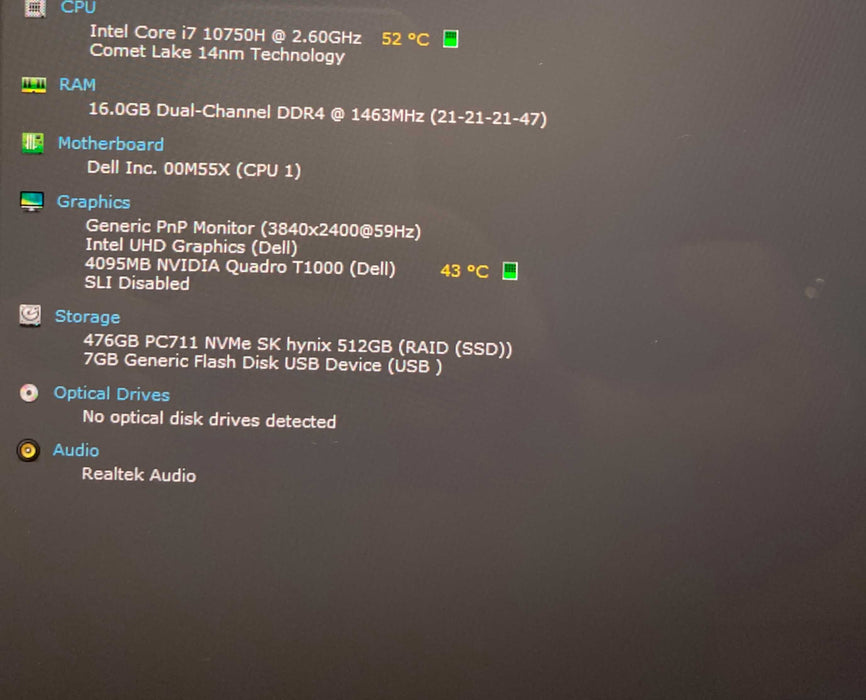 Dell Precision 5550 4K TOUCH i7-10750H QUADRO T1000 GPU 16GB 512SSD READ  Lap200