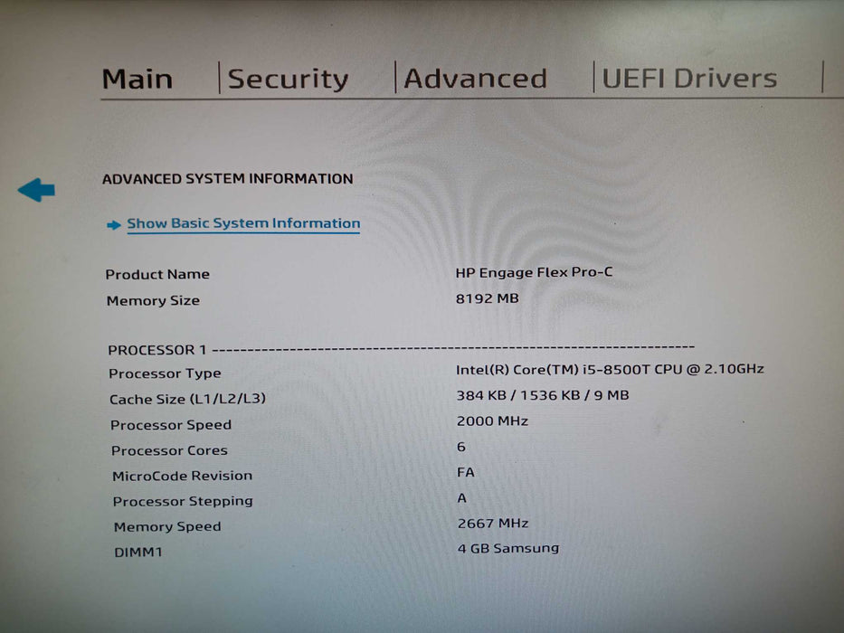 HP ENGAGE FLEX PRO-C SFF Intel i5-8500T @ 2.10Ghz 8GB DDR4 No HDD